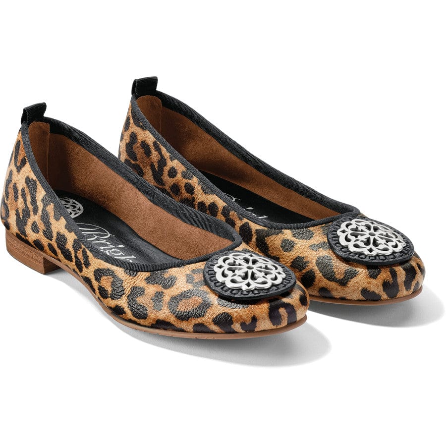 BRIGHTON Beige Teal Leopard Print Ballet Flat Shoe Size 7-1/2