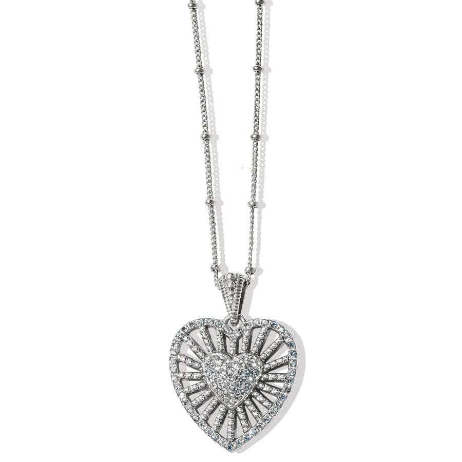 Brighton Illumina Heart Burst hot Pendant Silver Crystal Necklace NWT $98