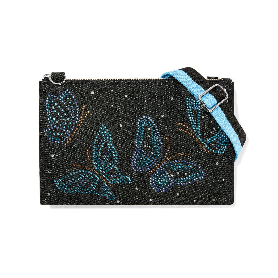 Brighton Wristlet Clutch Black Leather Butterfly on sale Accent Crossbody Strap Organize