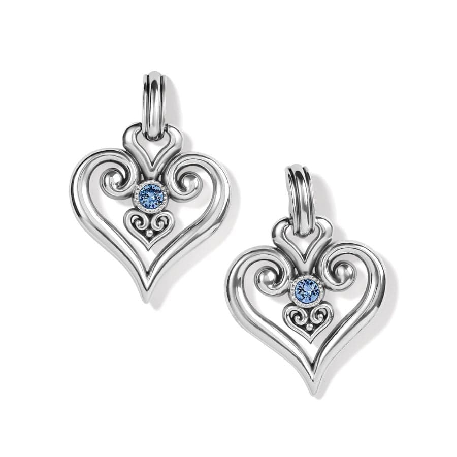 Alcazar Heart Glint Post Drop Earrings silver-light-sapphire 2