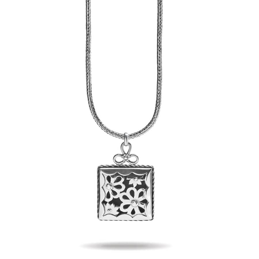 Bali Lacy Daisy Square Pendant Necklace silver 2