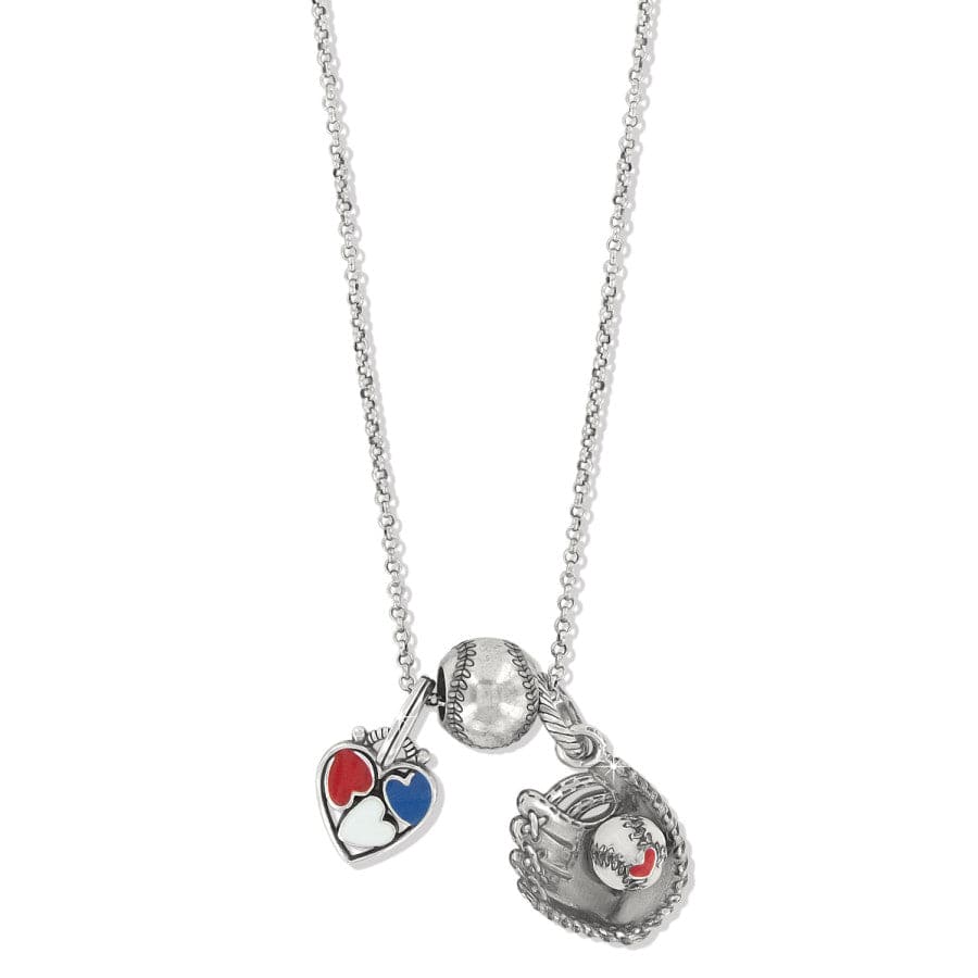 Baseball Charm Necklace red-white-blue 1