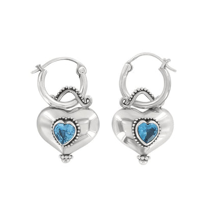 Buddha Aqua Heart Reversible Earrings