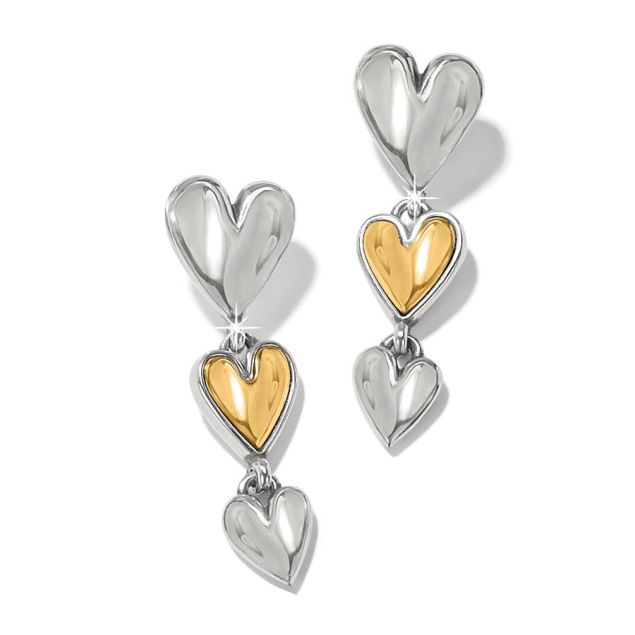 Cascade Heart Trio Post Drop Earrings silver-gold 1