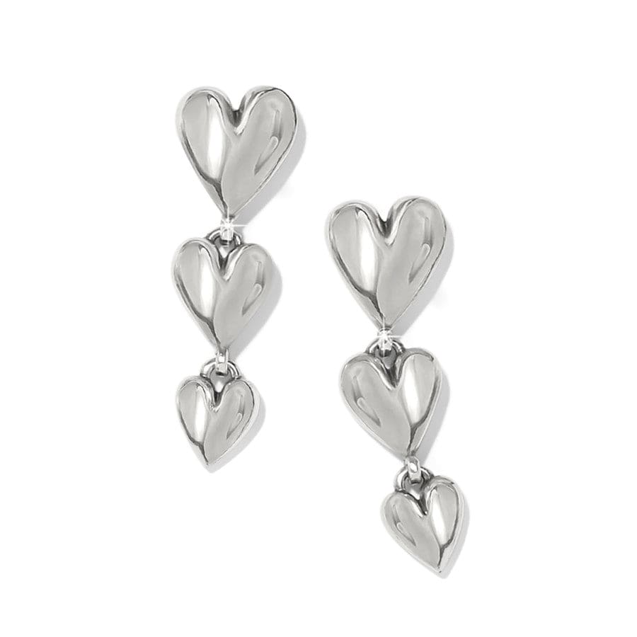 Cascade Heart Trio Post Drop Earrings silver-gold 2