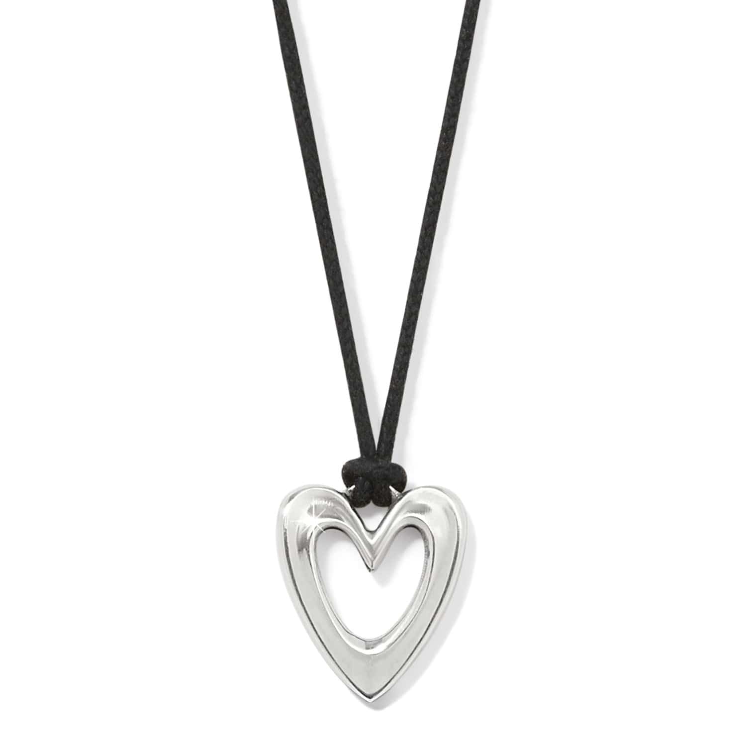 Cascade Open Heart Cord Necklace silver-black 1