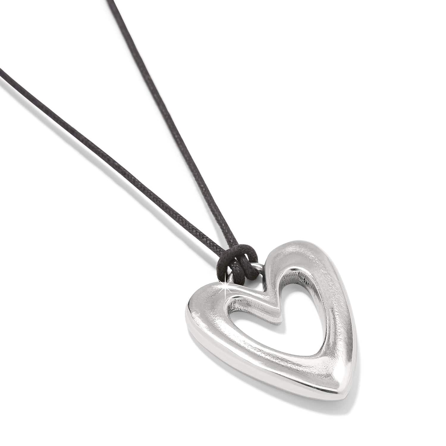 Cascade Open Heart Cord Necklace silver-black 2