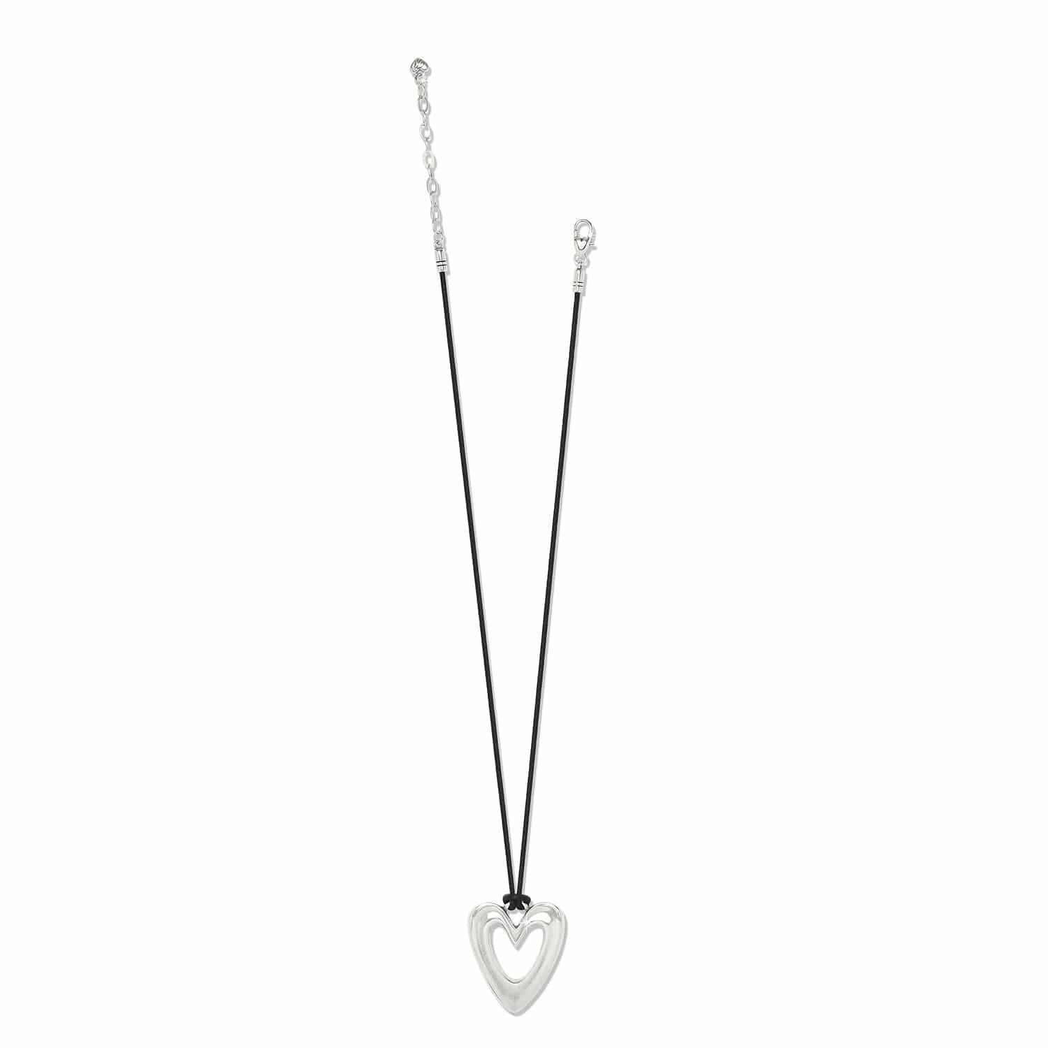 Cascade Open Heart Cord Necklace silver-black 3