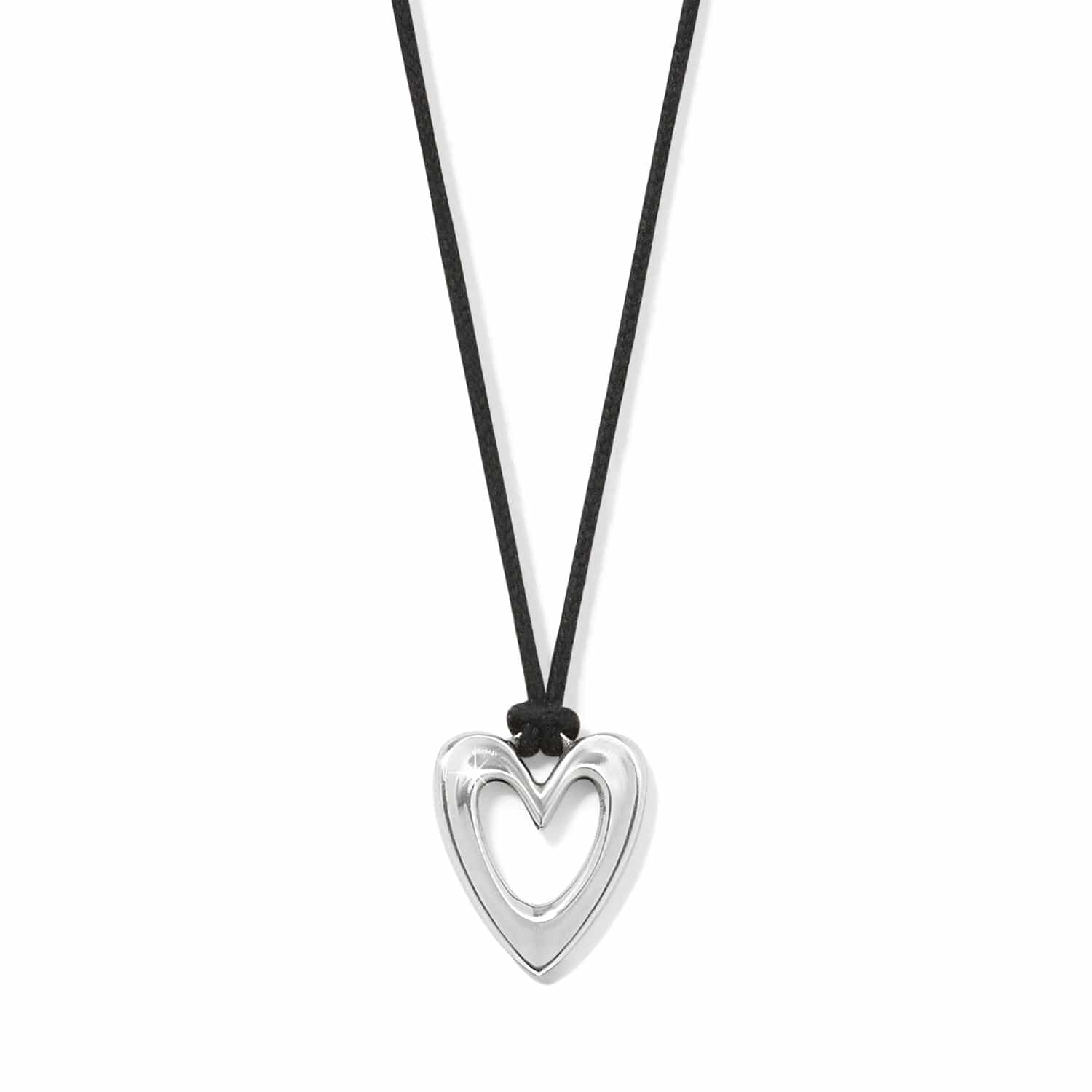 Cascade Open Heart Petite Cord Necklace silver-black 1