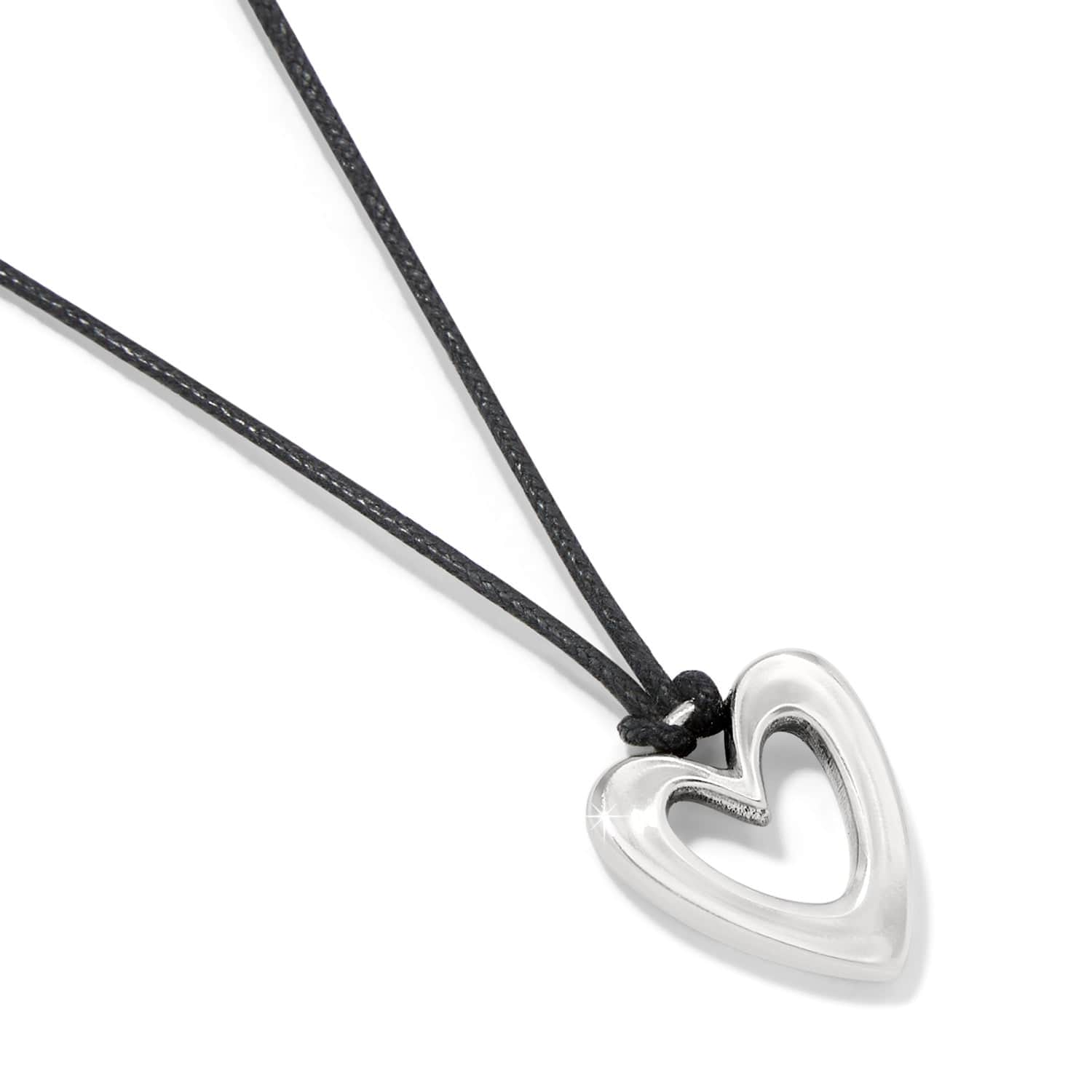 Cascade Open Heart Petite Cord Necklace silver-black 2