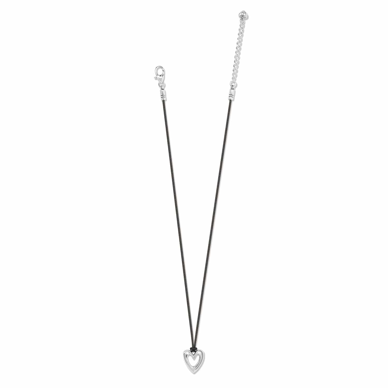 Cascade Open Heart Petite Cord Necklace silver-black 3