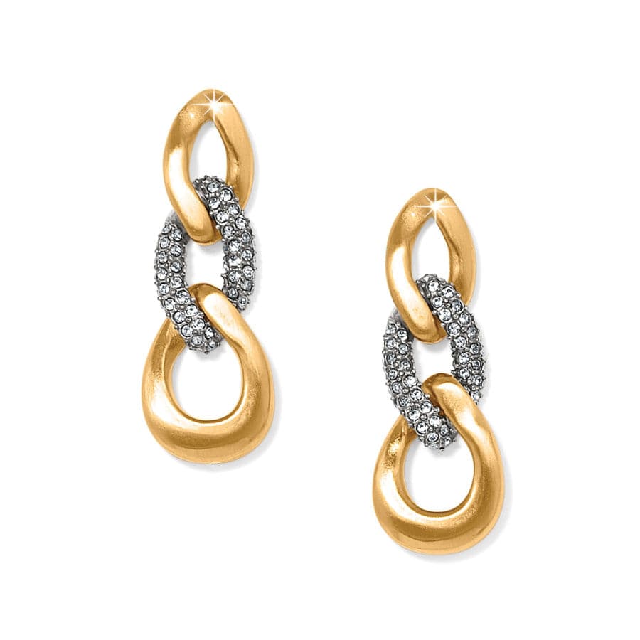 Cleo Pave Link Post Drop Earrings gold 1