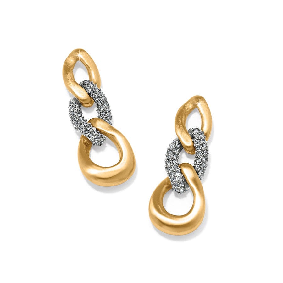 Cleo Pave Link Post Drop Earrings gold 2