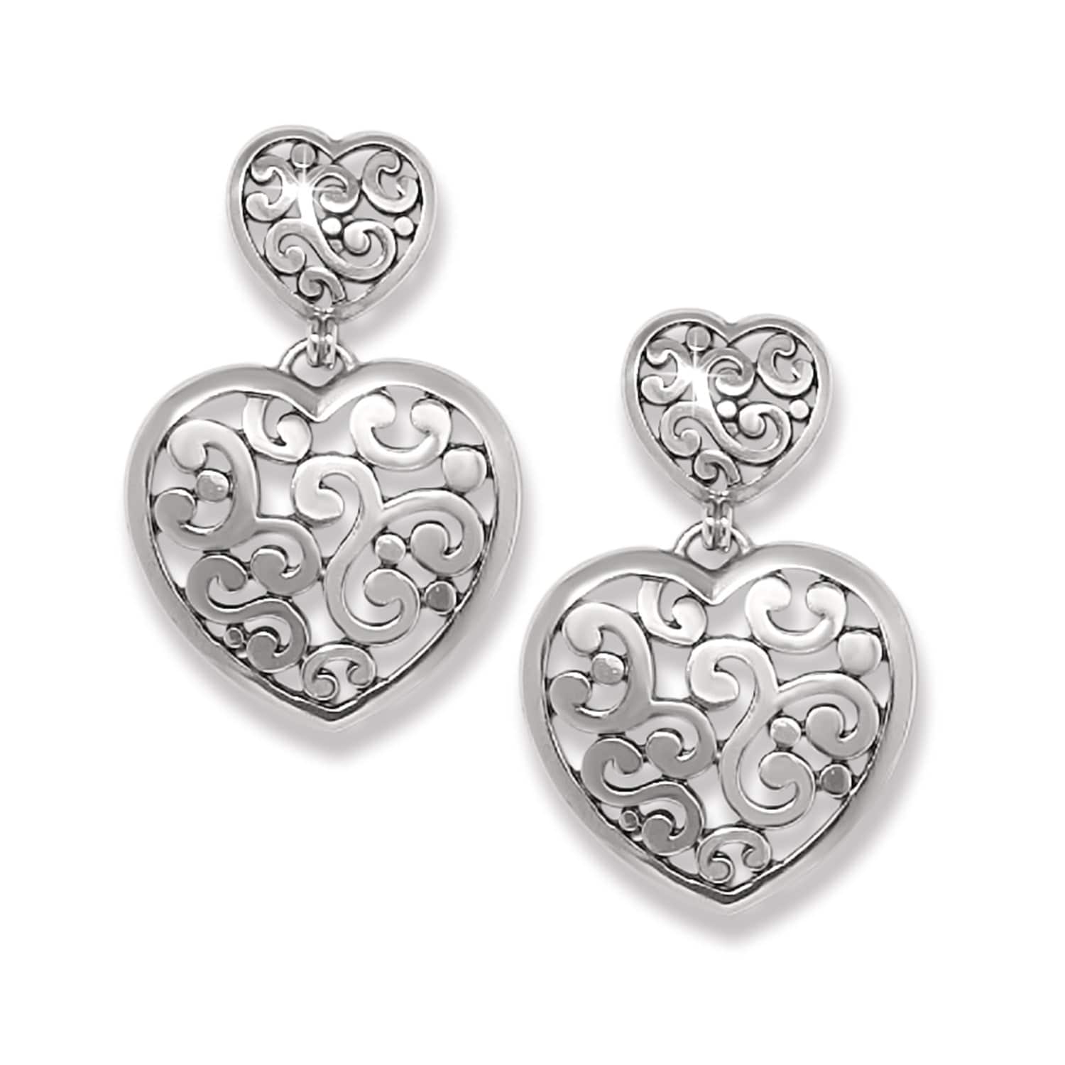 Contempo Heart Double Post Drop Earrings silver 1