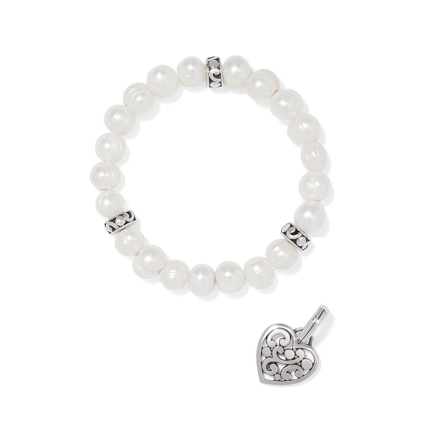 Contempo Heart Pearl Stretch Bracelet