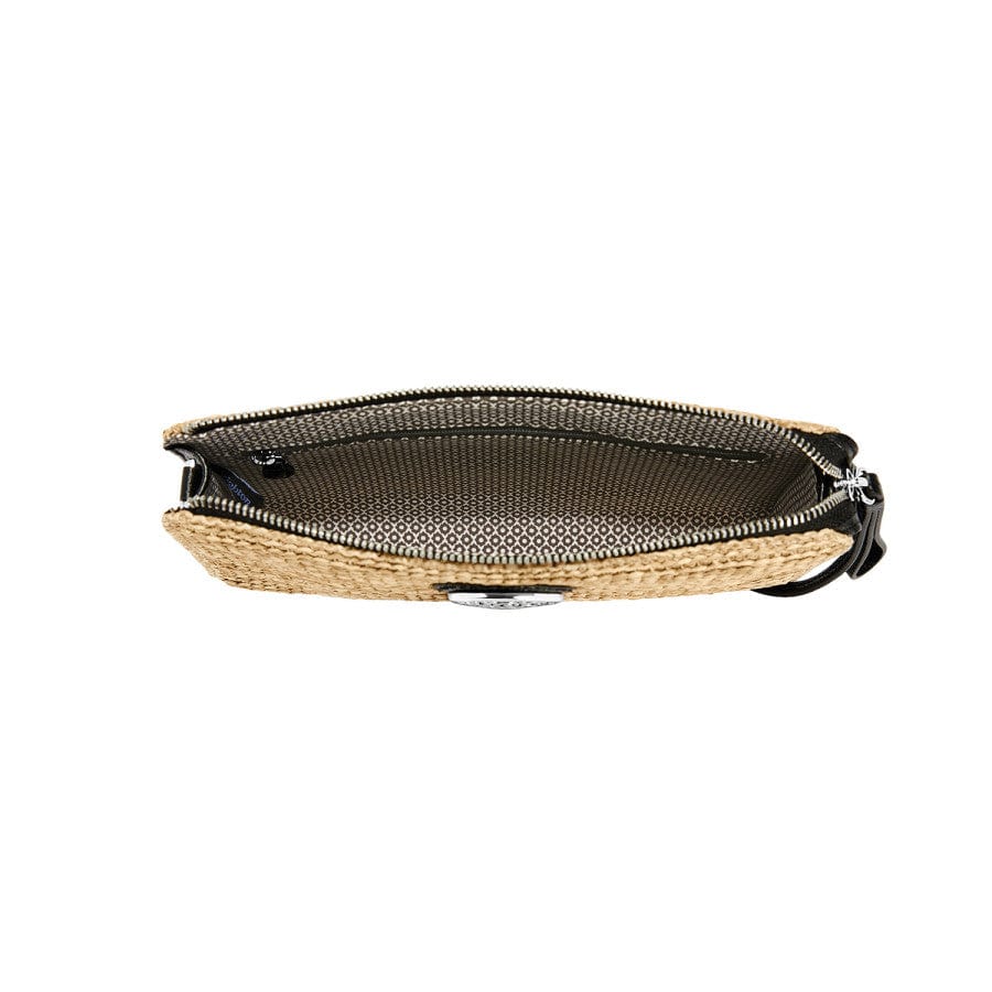 Contempo Straw Pouch in natural-black view from top with purse open