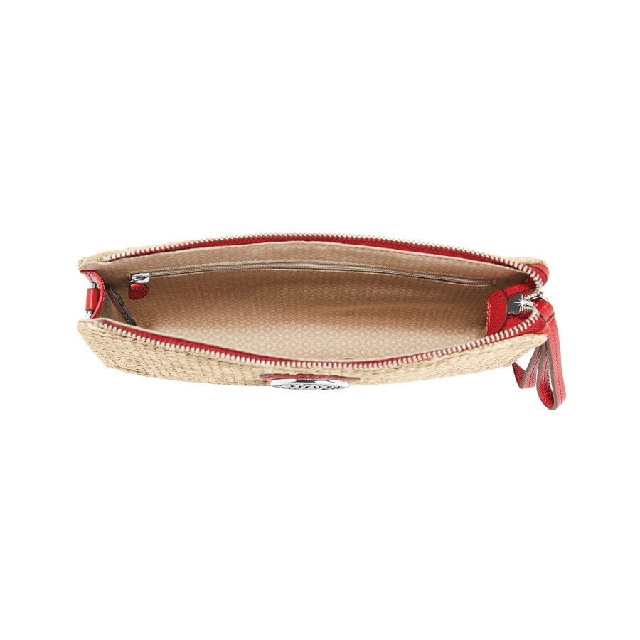 Contempo Straw Pouch in natural-poppy view from top with purse open