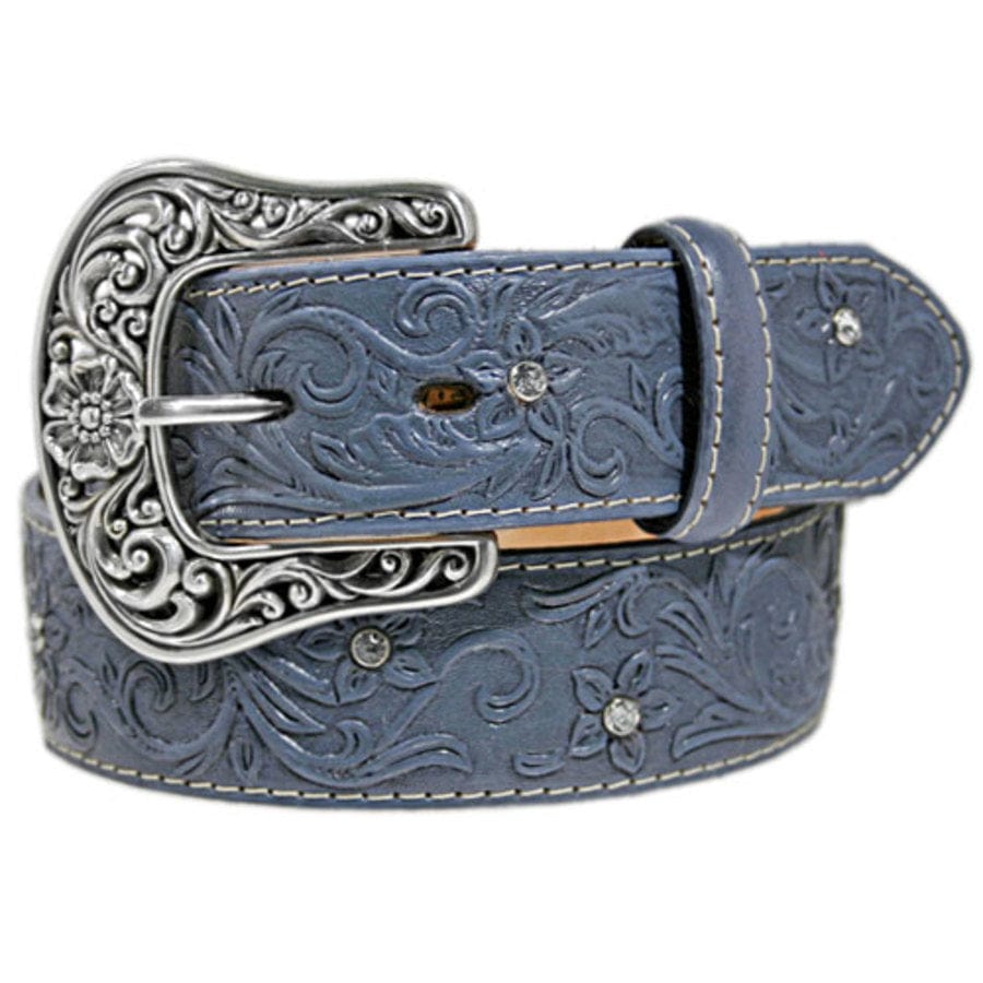 Crystal Accent Floral Belt denim 1