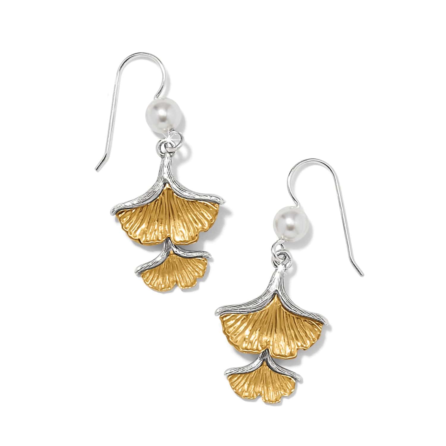 Everbloom Ginko Pearl French Wire Earrings silver-gold 1