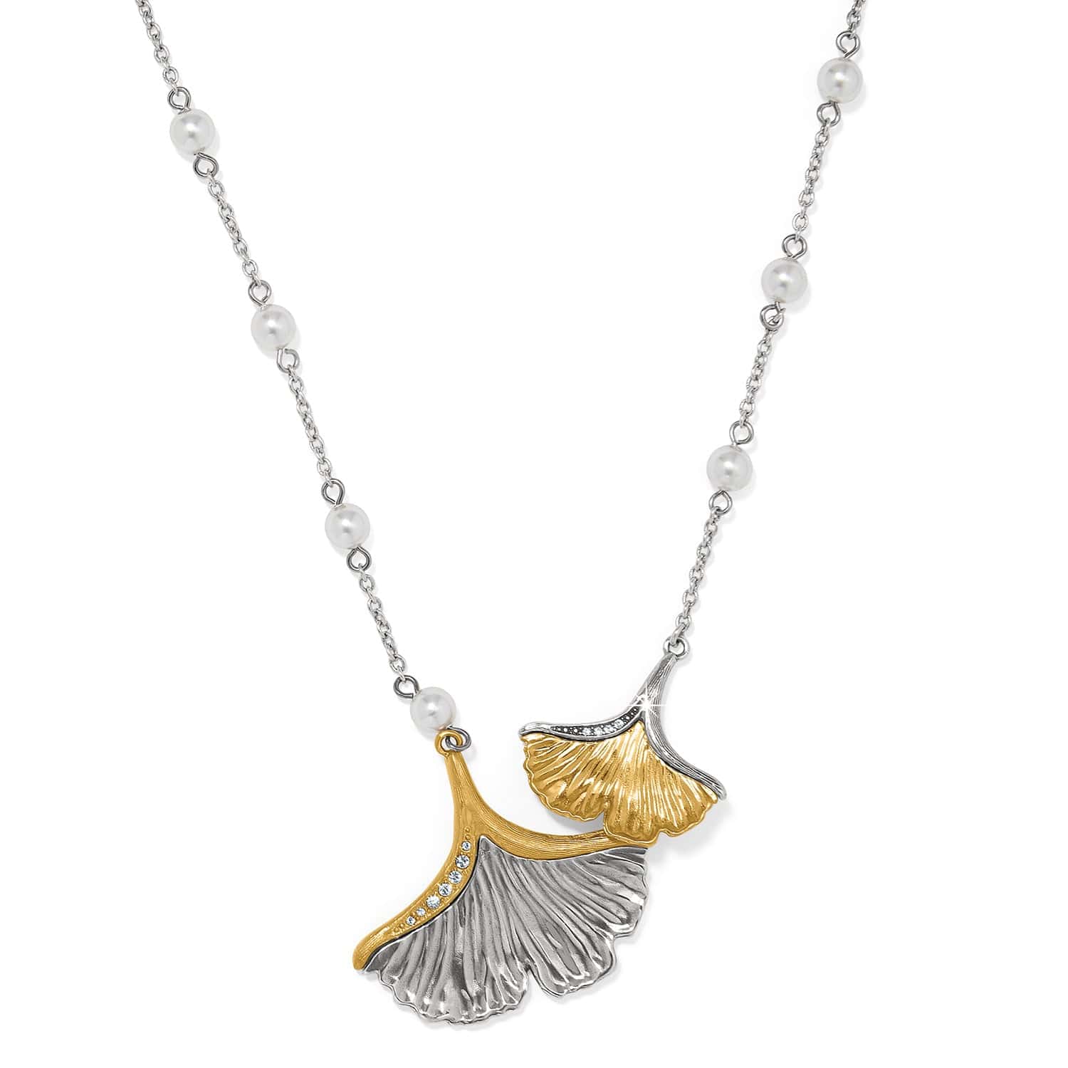 Everbloom Ginko Pearl Necklace silver-gold 1