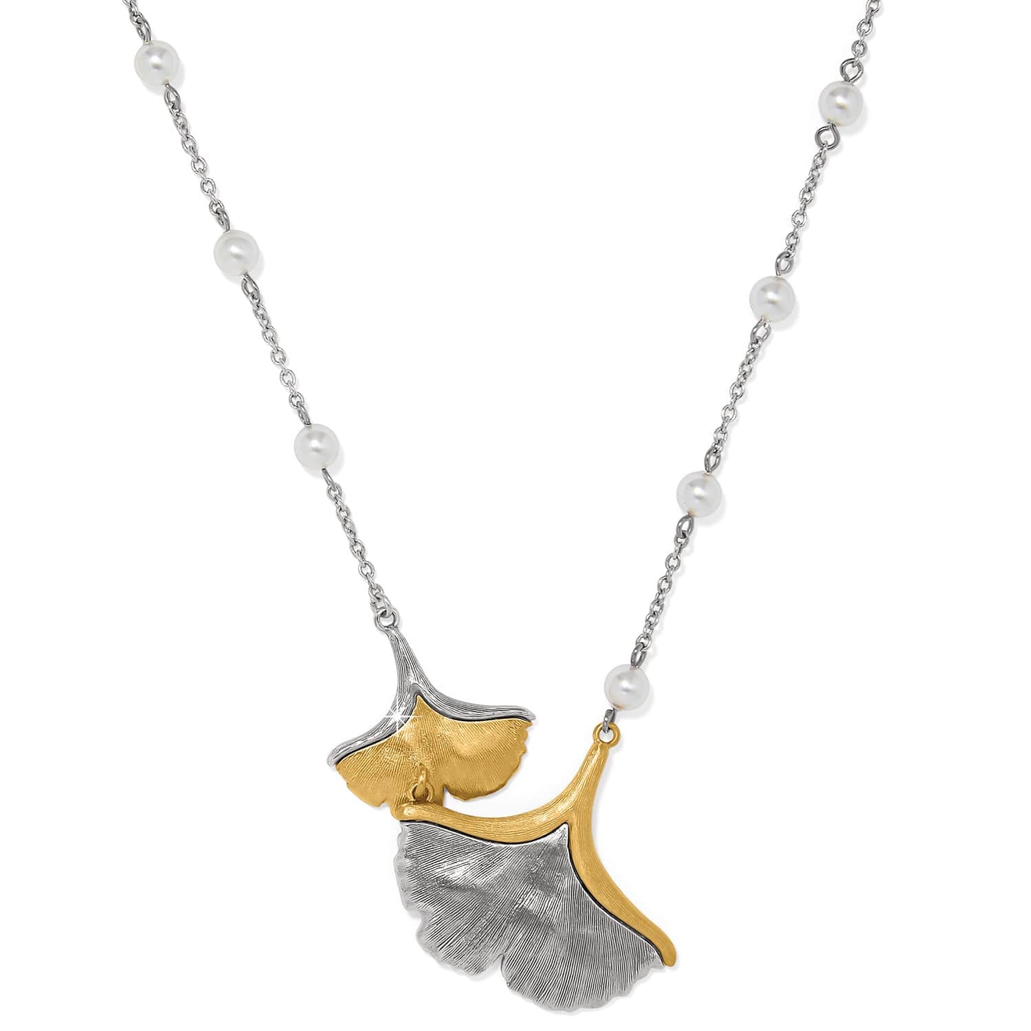 Everbloom Ginko Pearl Necklace silver-gold 2