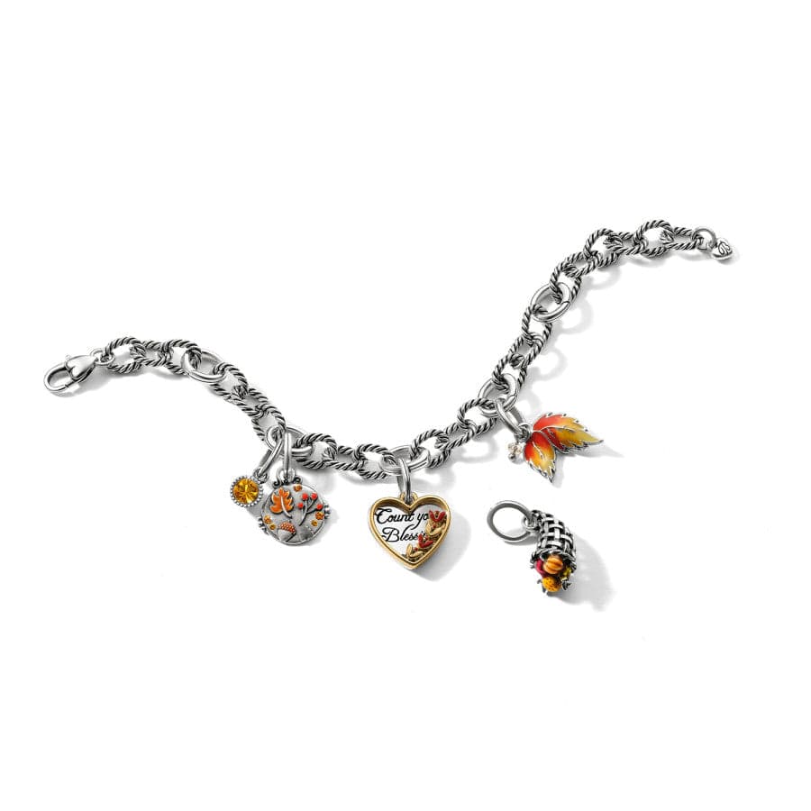 Fall Leaves Charm silver-yellow 4