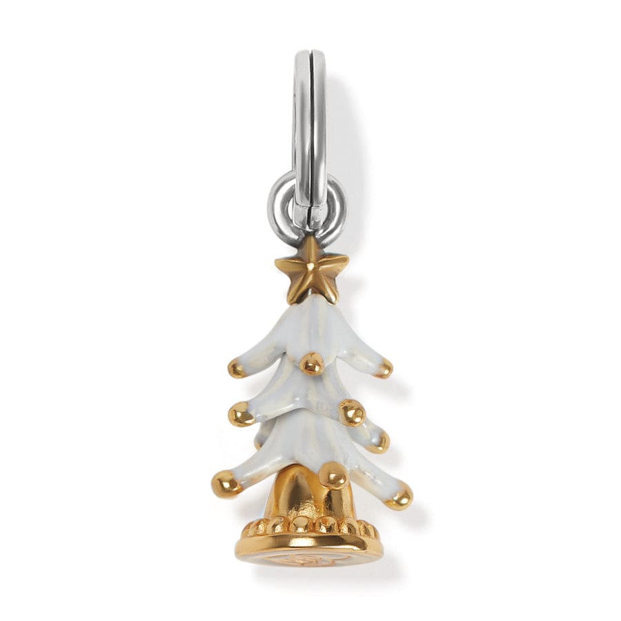 Flocked Christmas Tree Charm gold-white 1