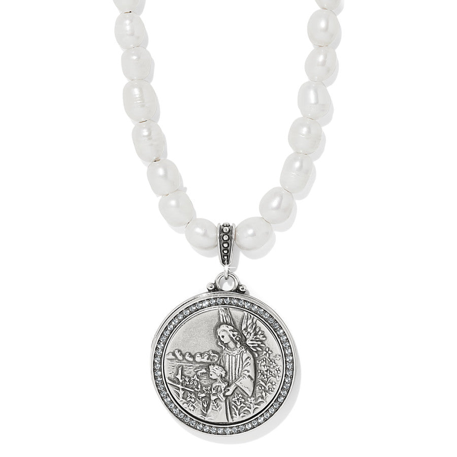 Guardian Angel Locket Necklace silver-pearl 1