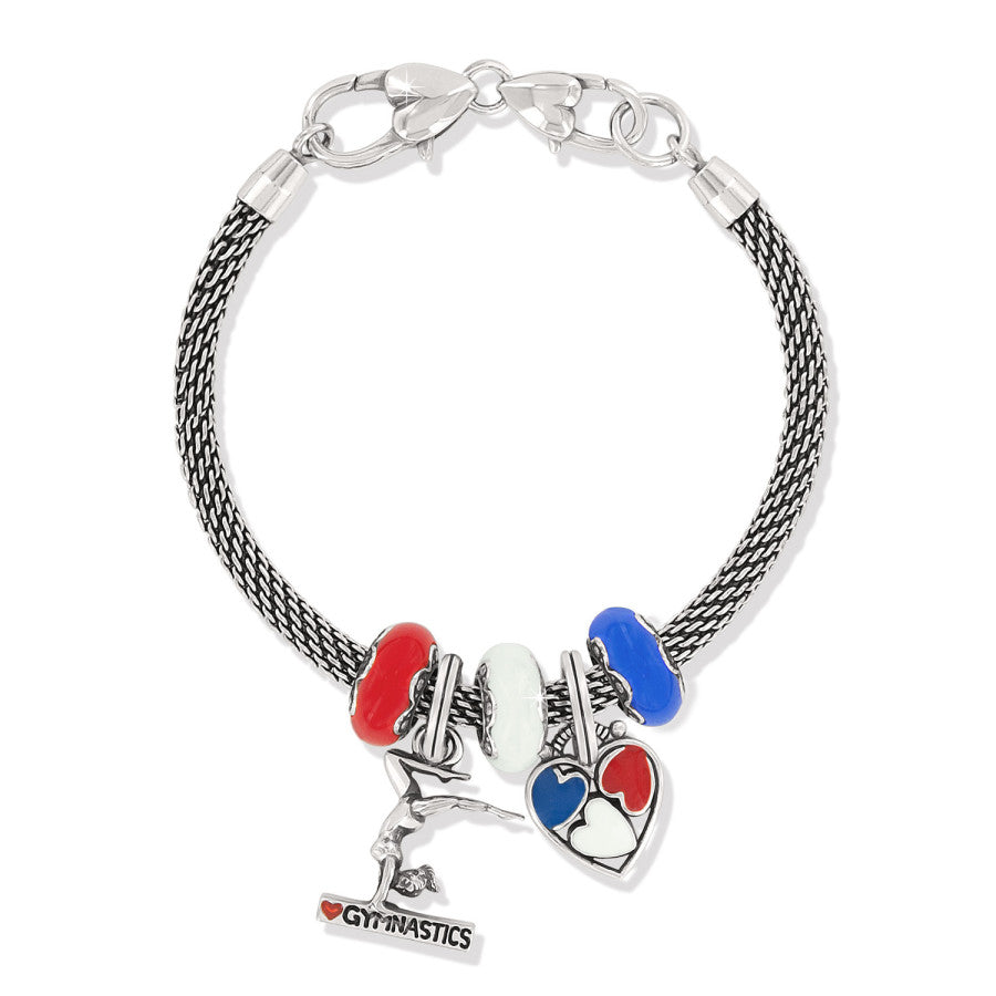 Gymastics Love Charm Bracelet red-white-blue 1