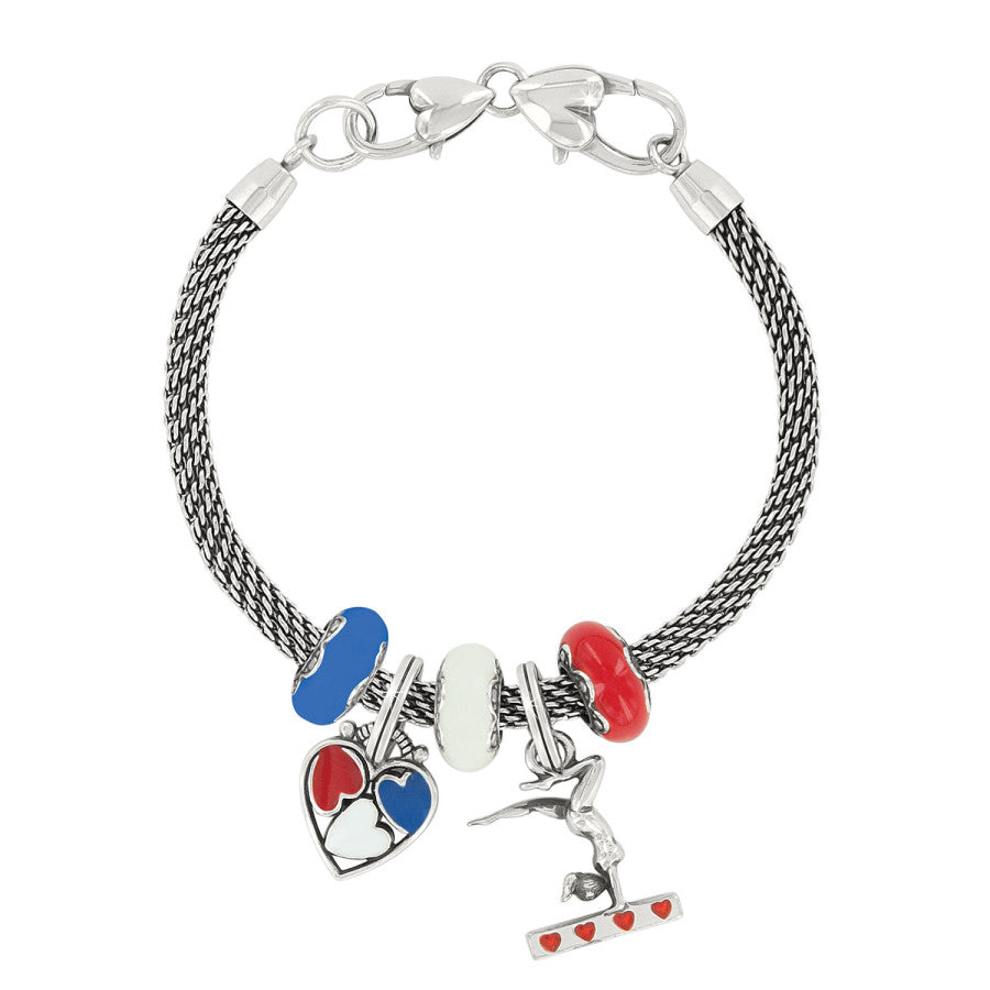 Gymastics Love Charm Bracelet red-white-blue 2