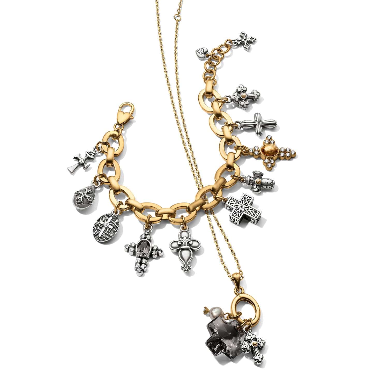 Heavenly Cross Short Necklace silver-gold 4