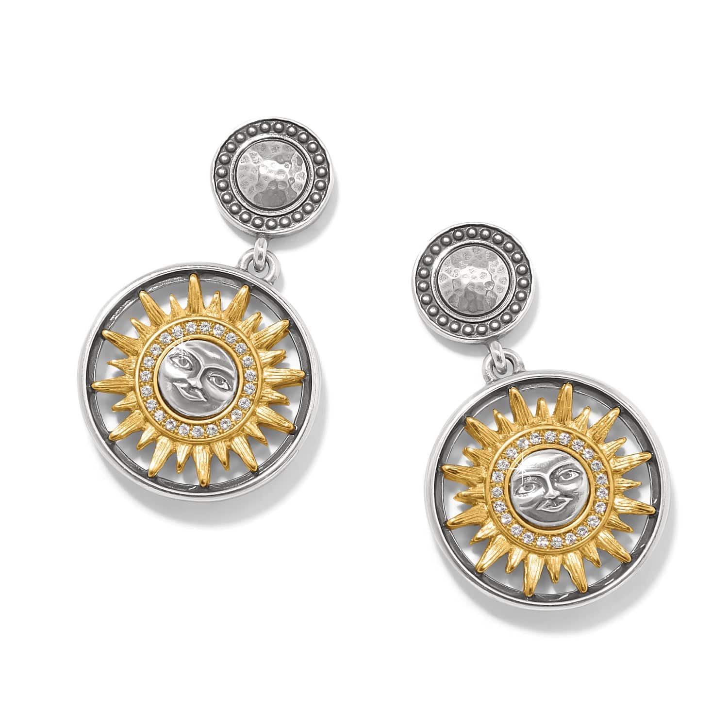 Helios Post Drop Earrings silver-gold 1