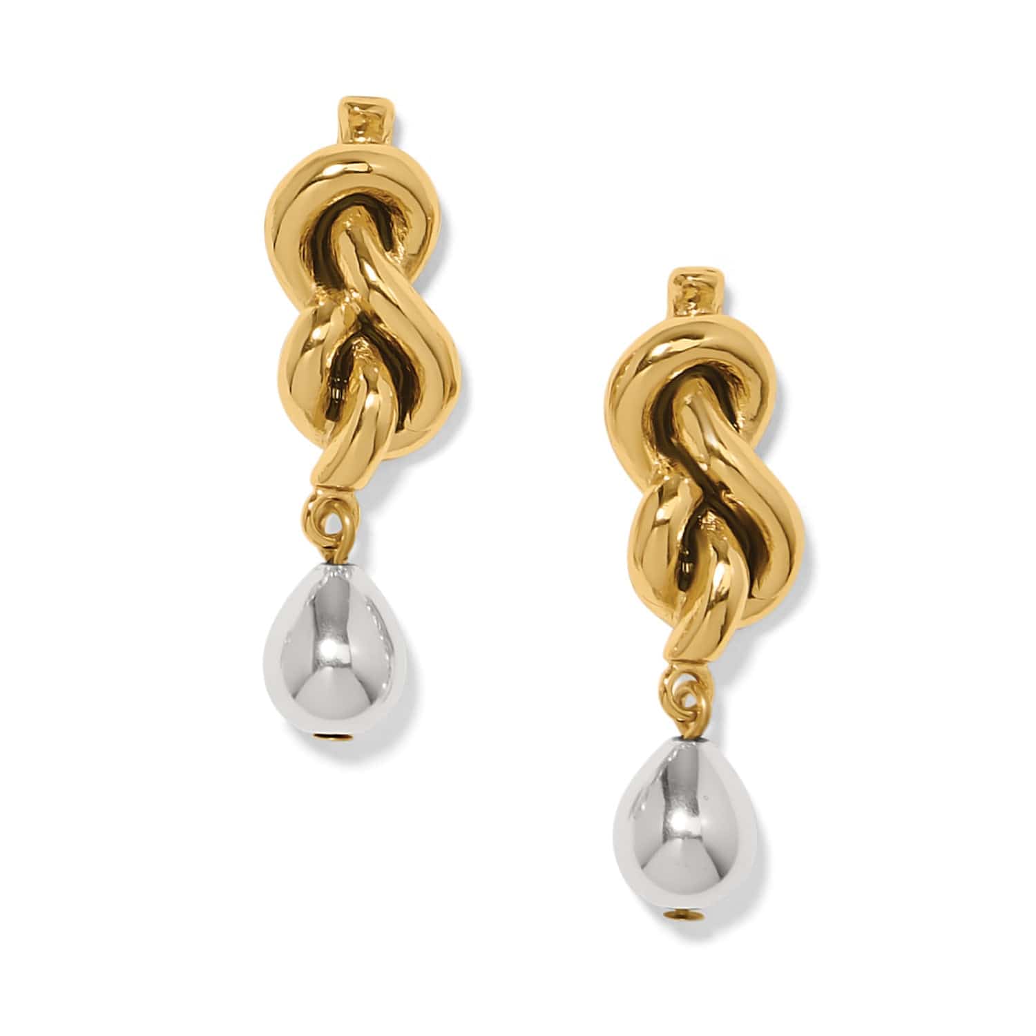 Interlok Single Knot Drop Earrings silver-gold 5