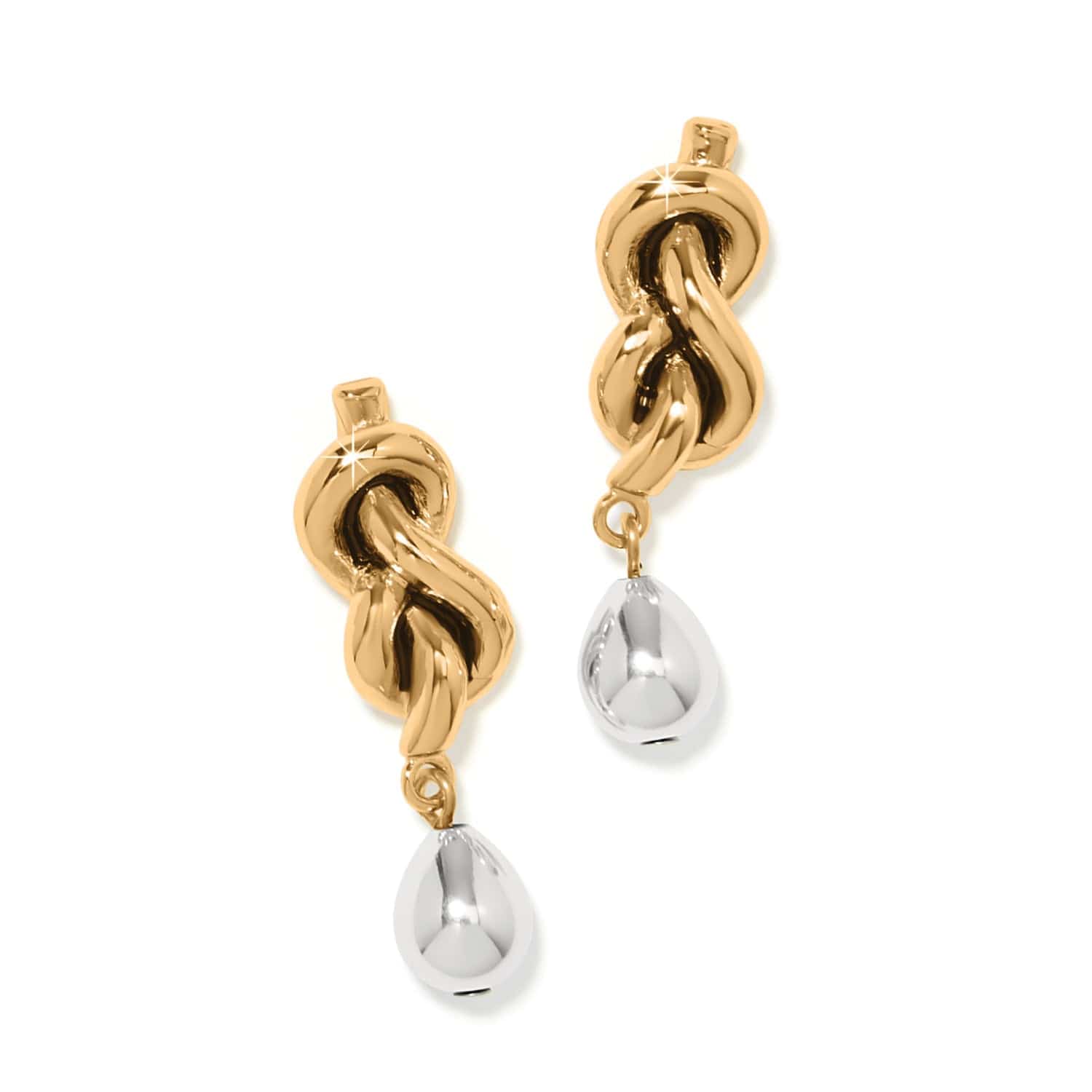 Interlok Single Knot Drop Earrings silver-gold 6