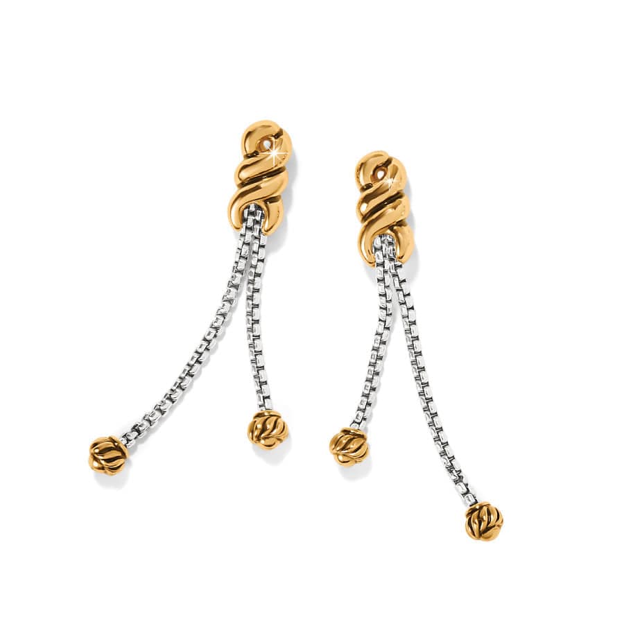 Interlok Twist Double Chain Post Drop Earrings silver-gold 1