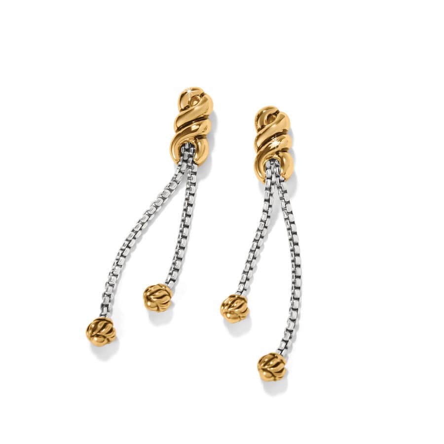 Interlok Twist Double Chain Post Drop Earrings silver-gold 2