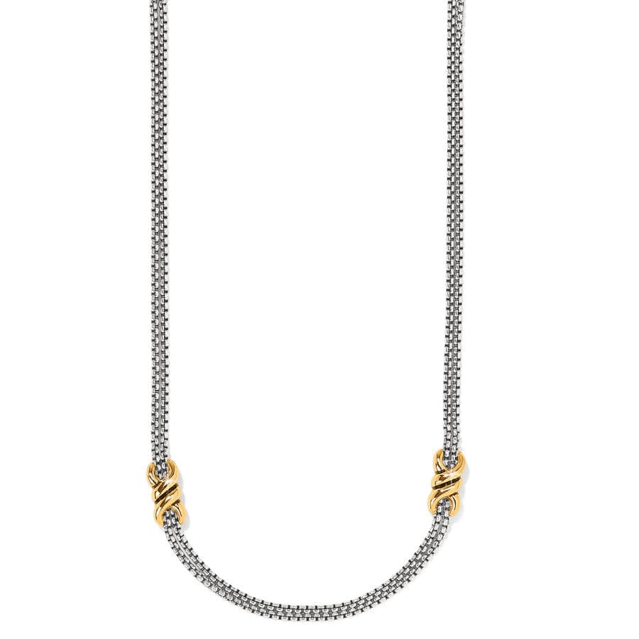 Interlok Twist Two Tone Double Chain Necklace silver-gold 1