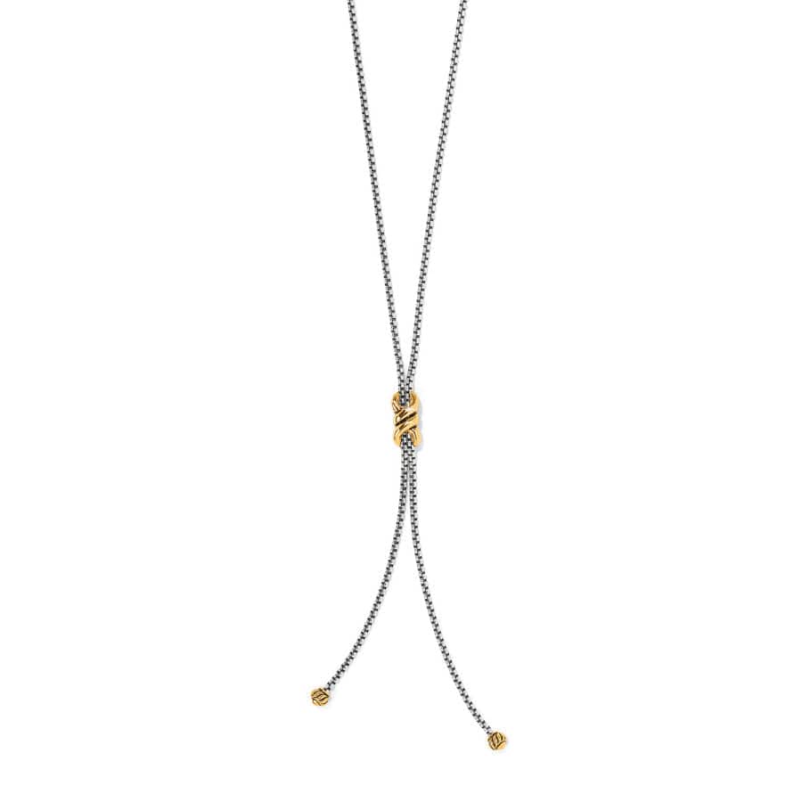 Interlok Twist Two Tone Lariat Necklace silver-gold 1