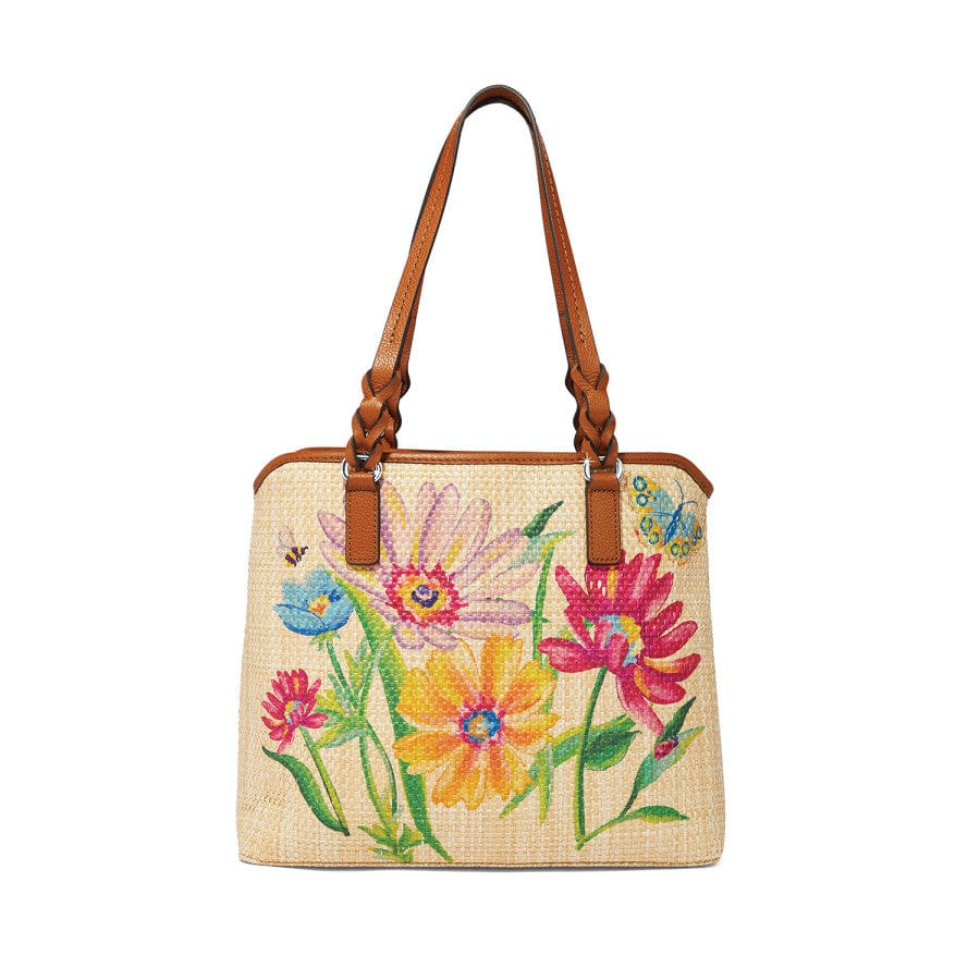 Straw Bucket store Bag with Embroidered Flower