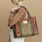 Woman wearing Leopard Dynasty Canvas Carry All tote and looking to the left