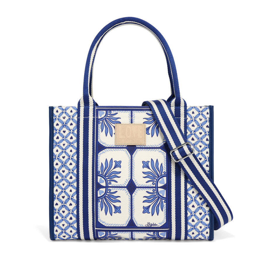 Lovely Tiles Canvas Carry All blue bag with strap