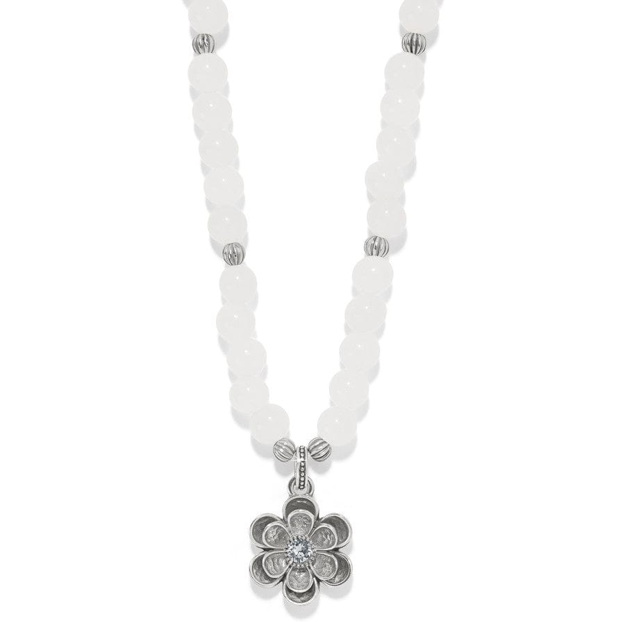 Metal Petal Bead Necklace silver-white 1