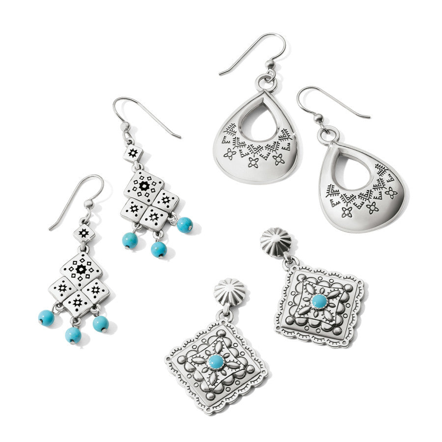 Mosaic Paseo Concho Post Drop Earrings silver-blue 2