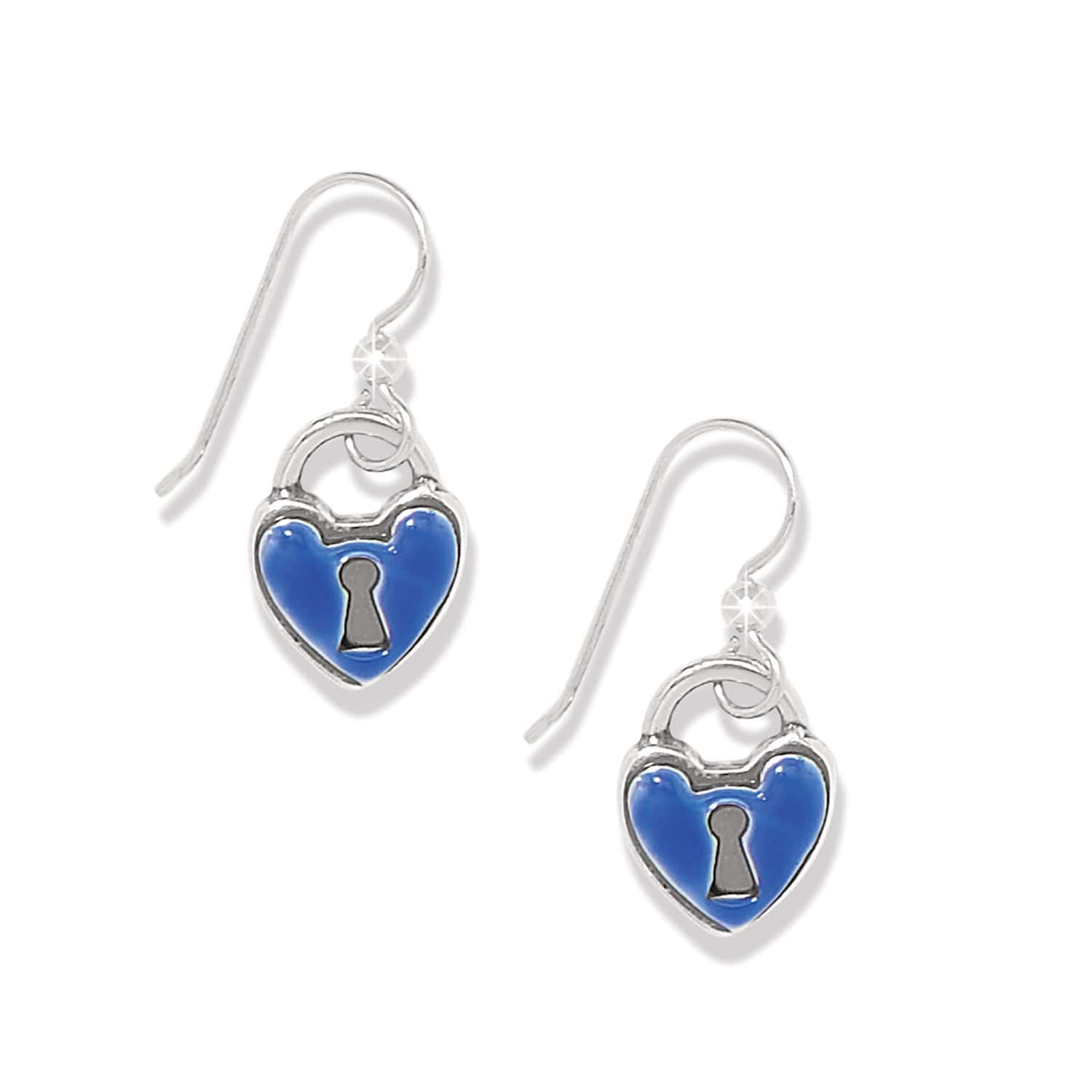 One Heart Padlock French Wire Earrings silver-blue 1