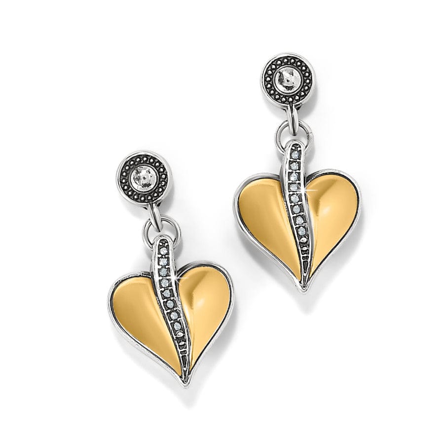 Precious Heart Two Tone Post Drop  Earrings silver-gold 1