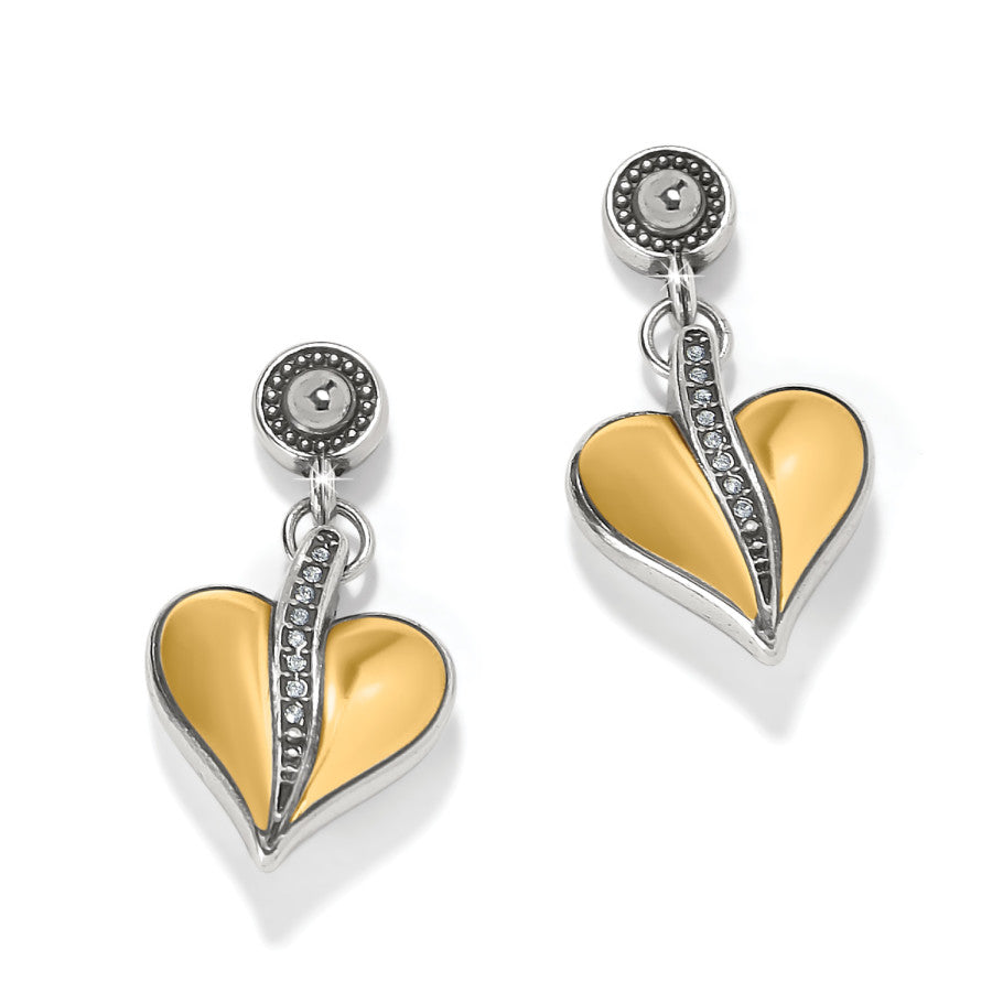 Precious Heart Two Tone Post Drop  Earrings silver-gold 2