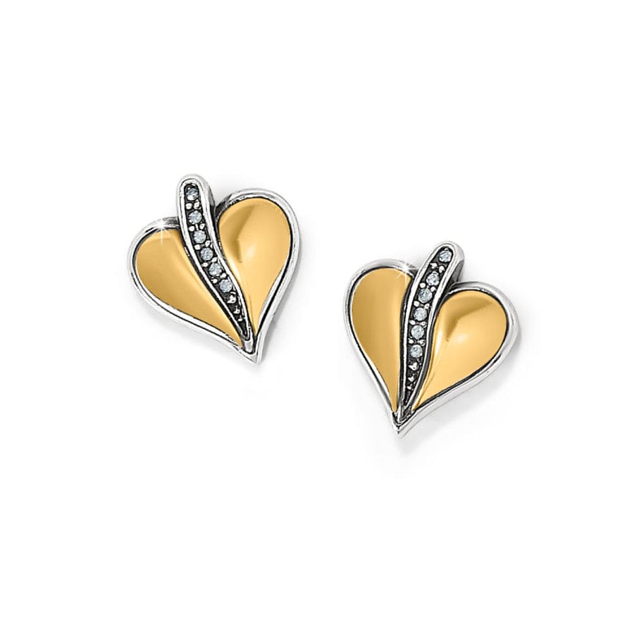 Precious Heart Two Tone Post Earrings silver-gold 1