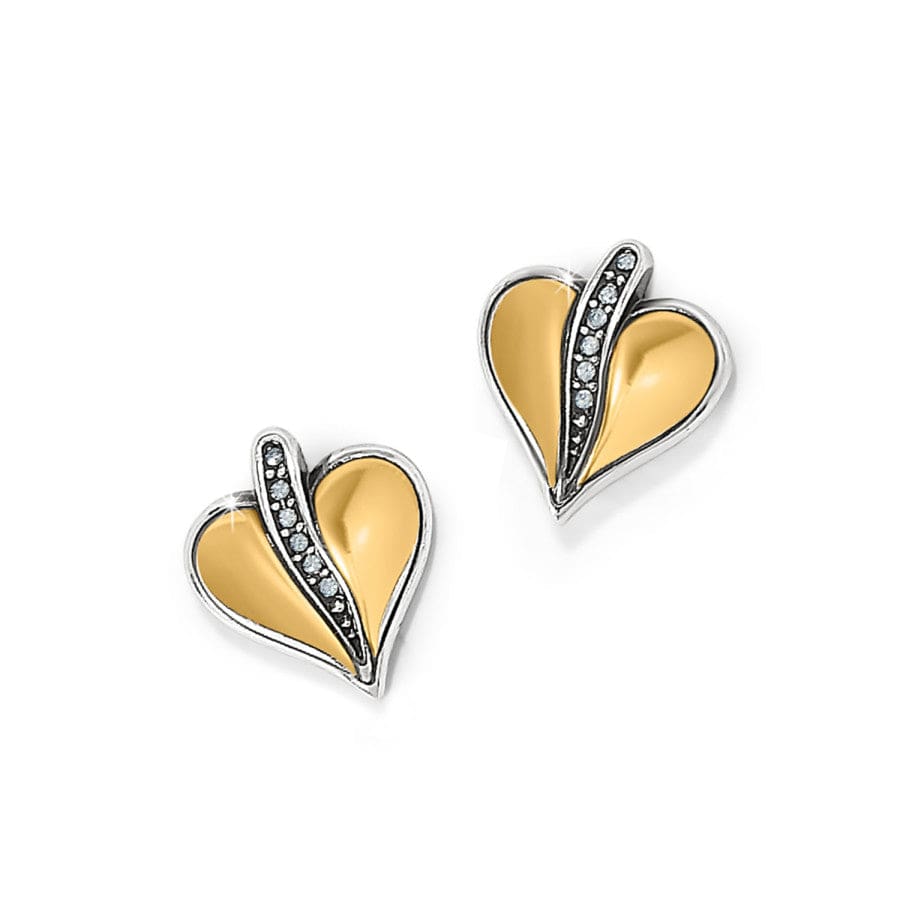 Precious Heart Two Tone Post Earrings silver-gold 2