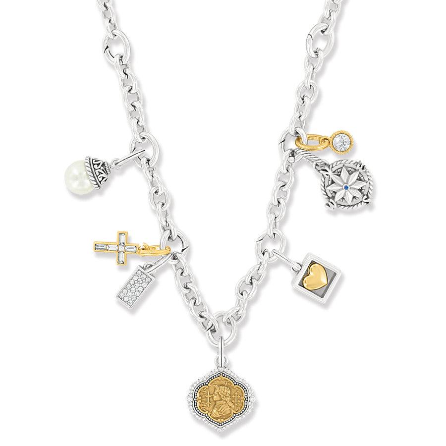 Two Toned Amulet Charm Necklace silver-gold 1