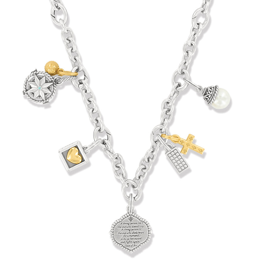 Two Toned Amulet Charm Necklace silver-gold 2